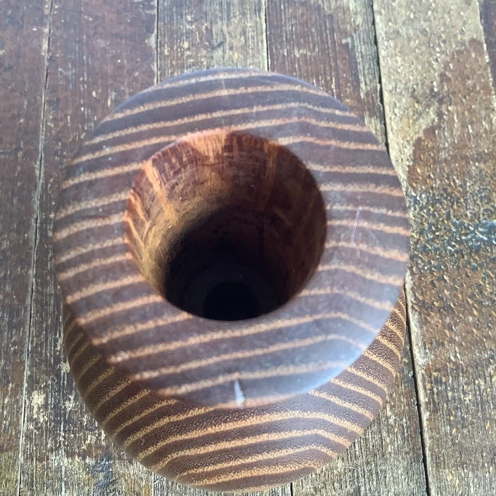 Handcrafted Handmade Wood Wooden Bud Vase Bottle Walnut Signed